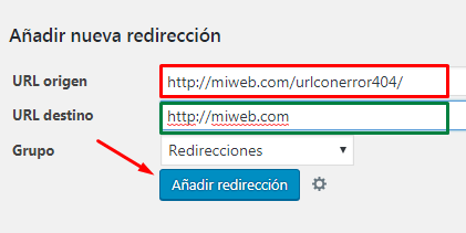 como redireccionar errores 404