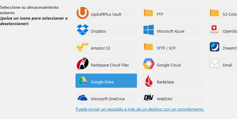 guardar copia de seguridad de wordpress en google drive y dropbox
