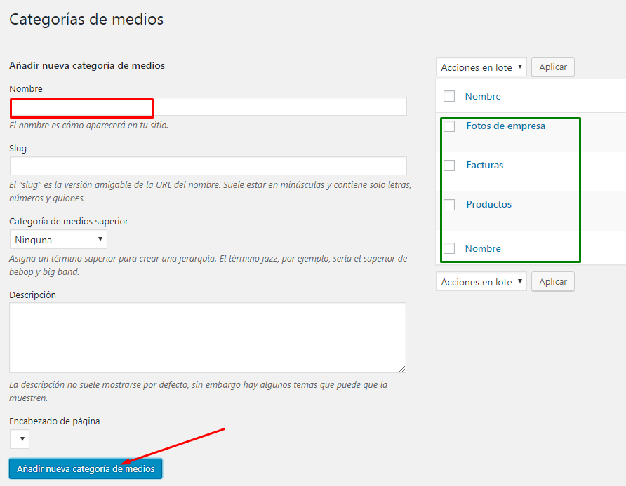 <h2> clasificar las imágenes de wordpress </h2>