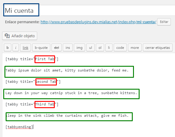 wordpress tabby tabs simplificar páginas en pestañas