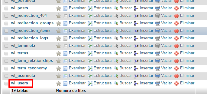 recuperar la contraseña de wordpress base de datos