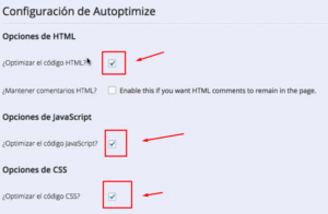 optimizar javascript, html y css en google page speed