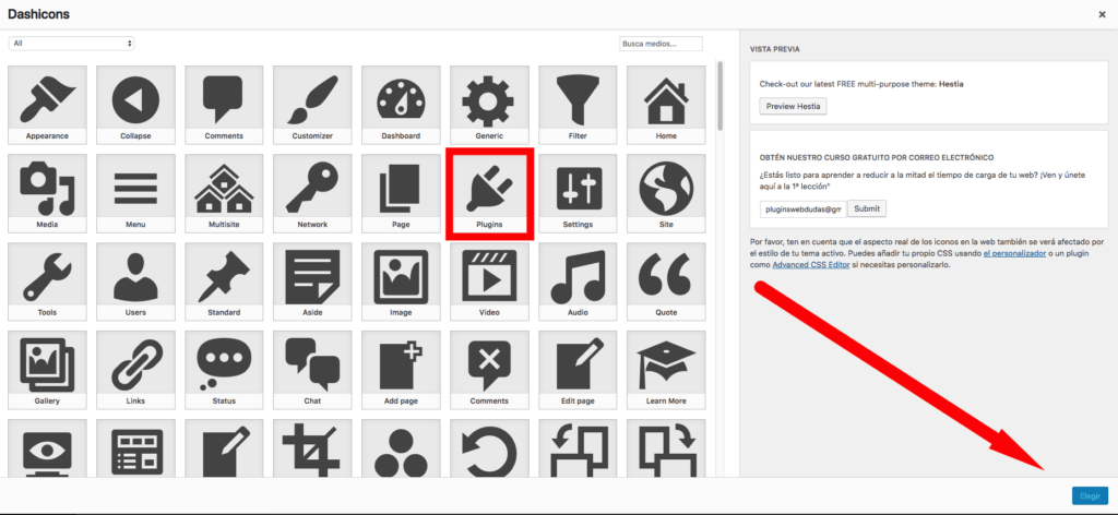 agregar dashicons al menu de wordpress