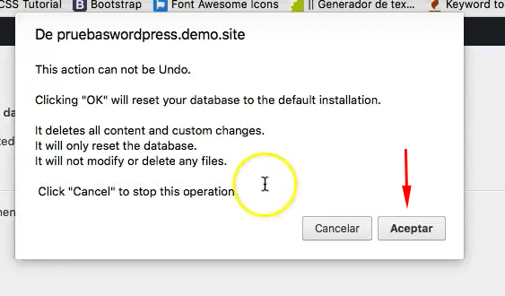 hacer un reset en wordpress. como eliminar todo de wordpress. reinstalar wordpress, resetear plantilla wordpress