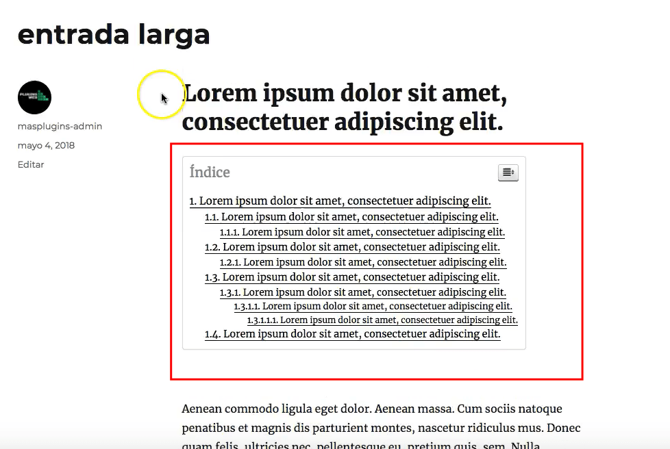 plugin wordpress indice ancla y tabla de contenidos