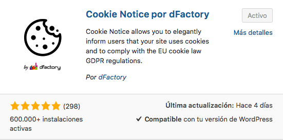 cookie notice por dfactory tutorial español