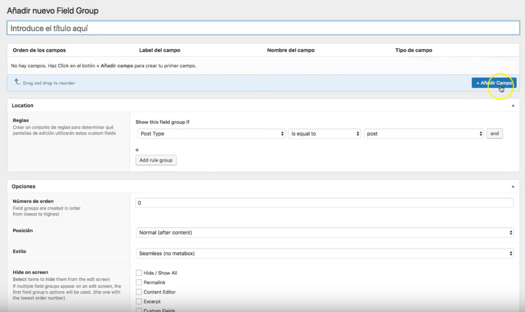 crear campos personalizados en wordpress