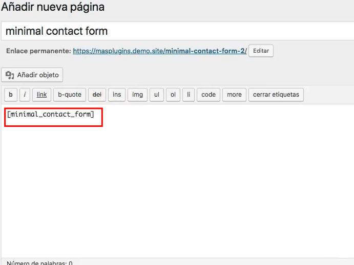 minimal comntact form plugin wordpress