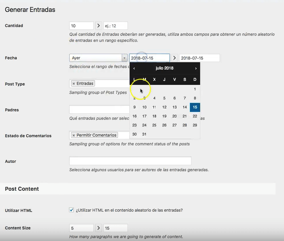 fakerpress plugin para importar contenido de relleno wordpress