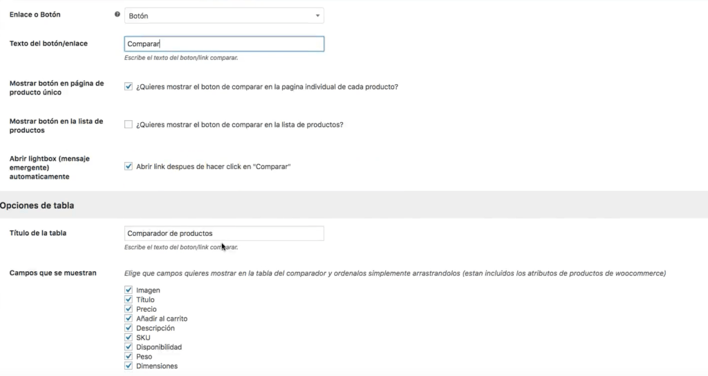 COMPARAR PRODUCTOS CON WOOCOMMERCE