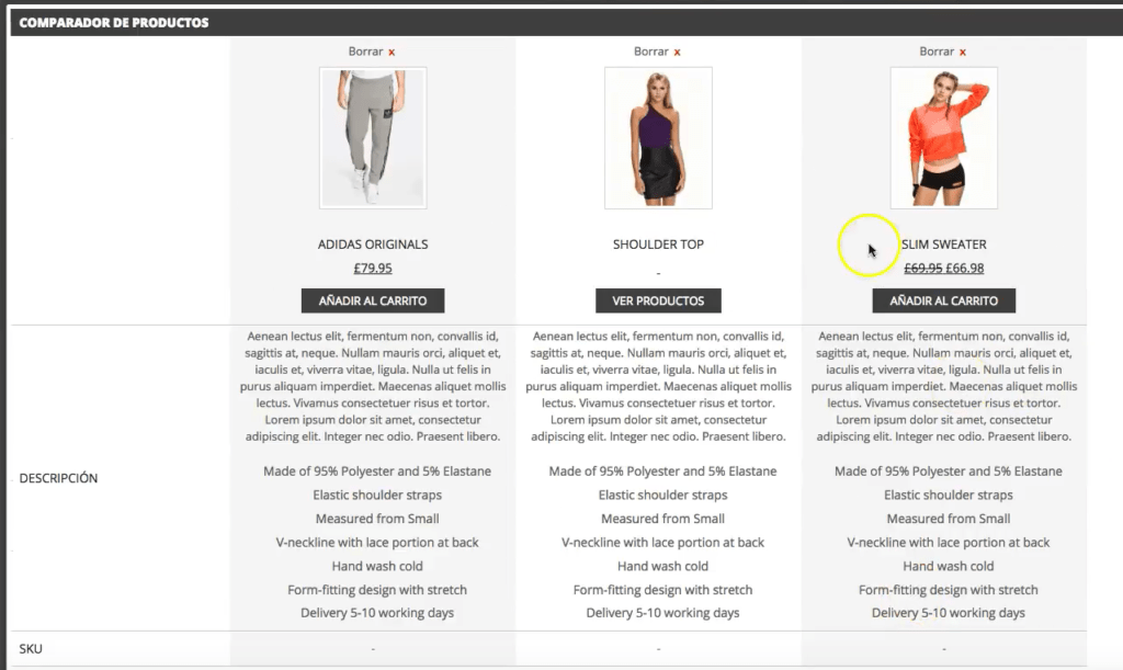 como comparar productos con woocommerce