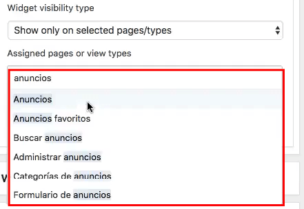mostrar widgets wordpress