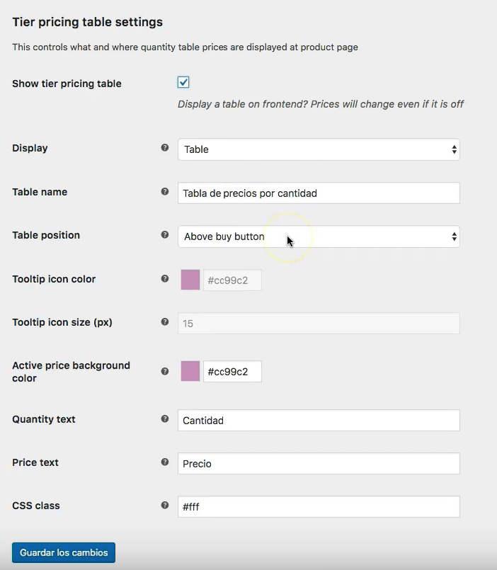 tier pricing table woocommerce asignar distintos precios productos por cantidad