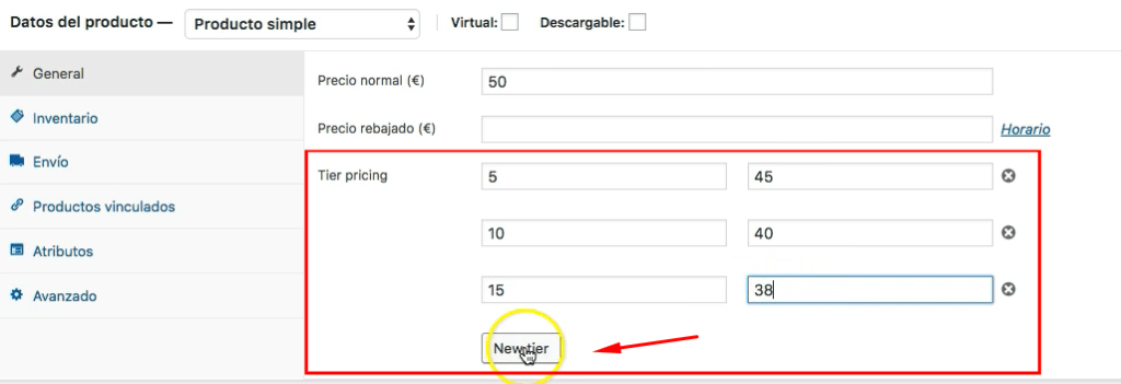 rebajar precio segun cantidad de productos woocommerce