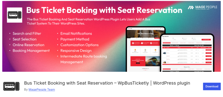 Bus Ticket Booking with Seat Reservation – WpBusTicketly WordPress plugin
