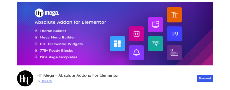 wortdpress HT Mega – Absolute Addons For Elementor