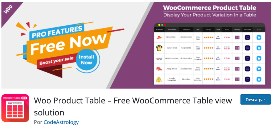 Woo Product Table – Free WooCommerce Table view solution