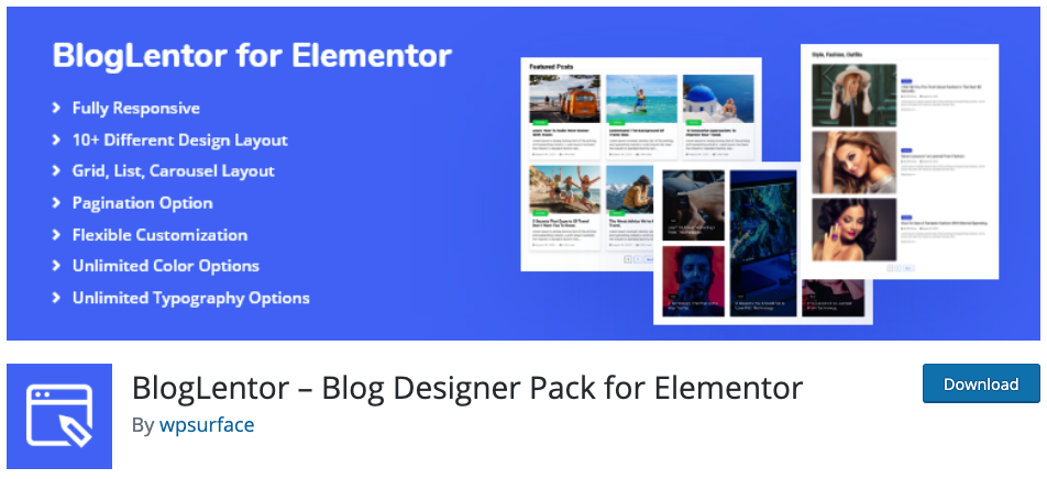 bloGlentor elementor page builder blog tutorial español wordpress plugin 2020