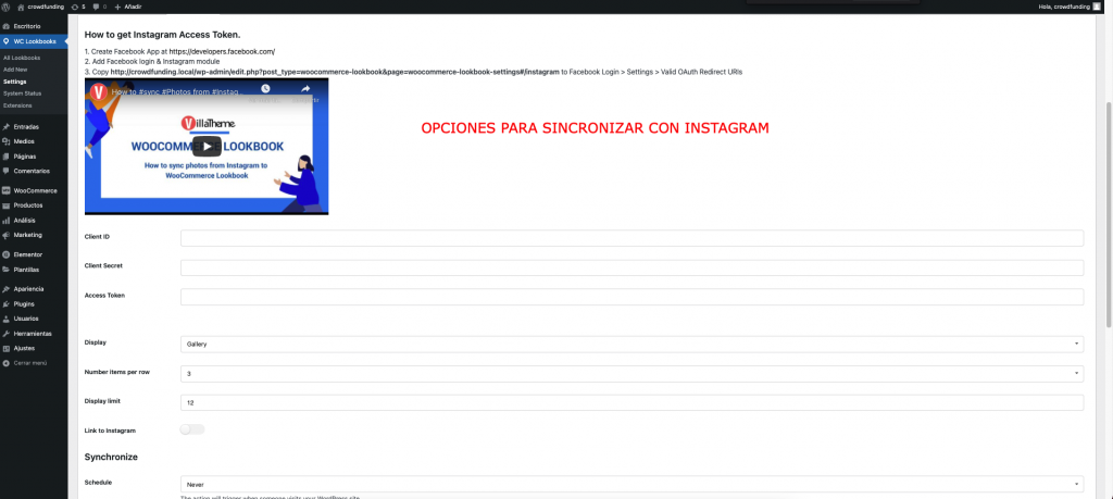 OPCIONES INSTAGRAM WOOCOMMERCE LOOKBOOK