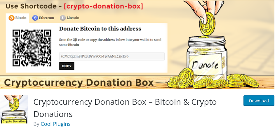 cryptocurrency donation box
