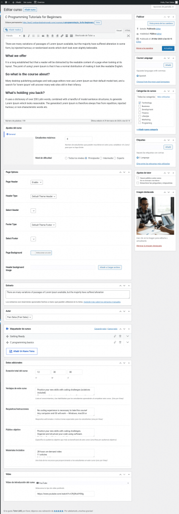 edubin wordpress crear curso tutorlms