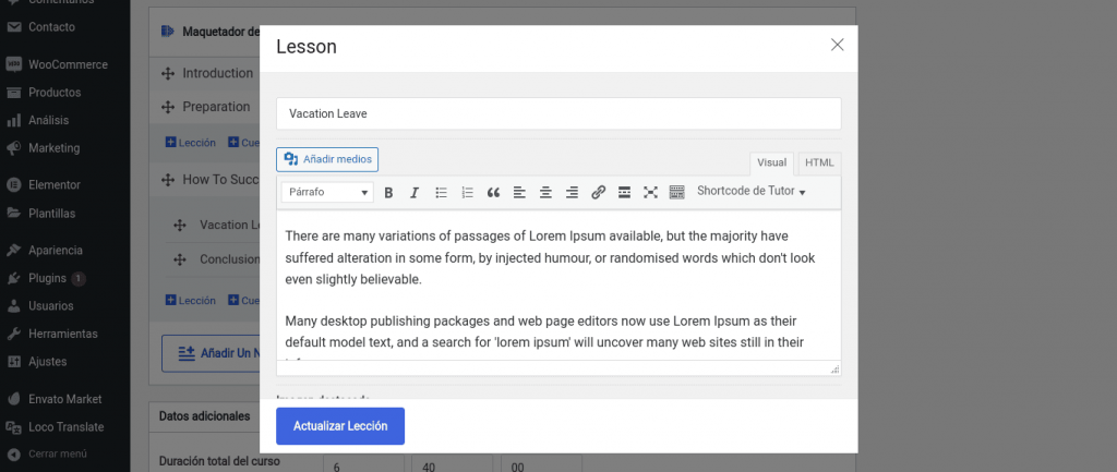 edubin wordpress lecciones backend