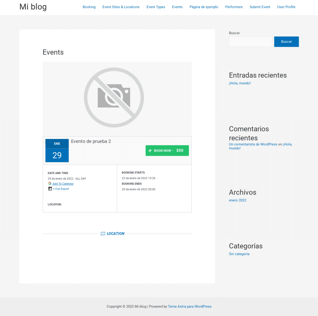 evento individual front end eventprime wordpress plugin