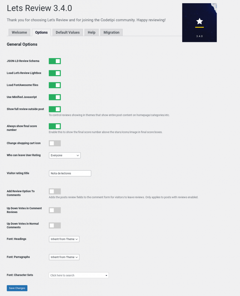 lets review plugin wordpress opciones