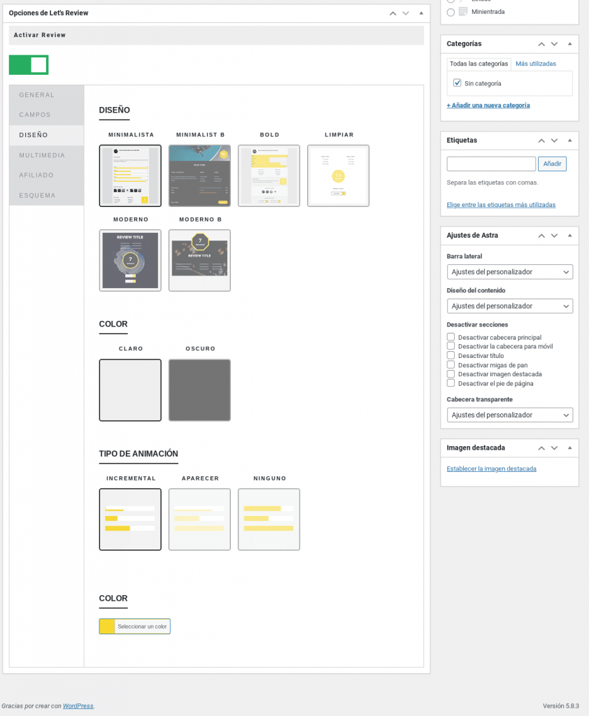 lets review wordpress plugin diseño