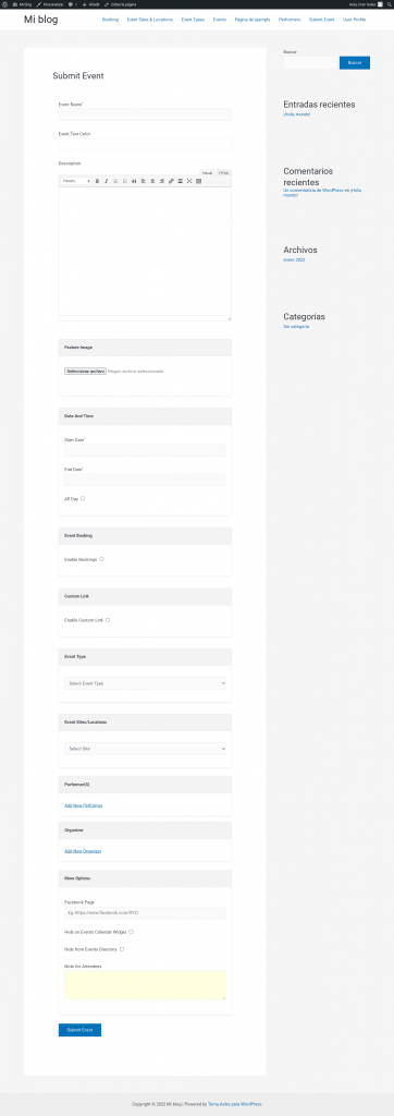enviar eventos front end usuarios eventprime wordpress plugin