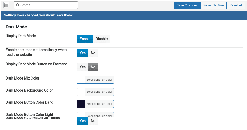 avas wordpress theme elementor modo claro oscuro