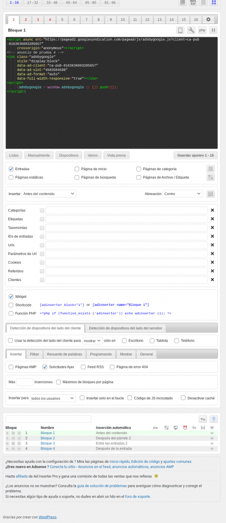 ad inserter tutorial español wordpress plugin