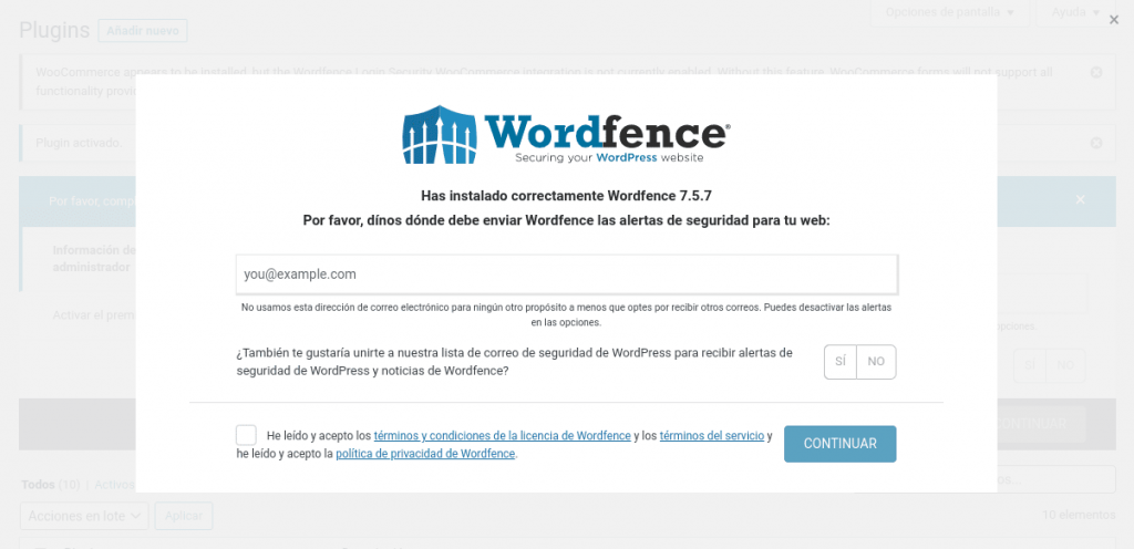 wordfence configuracion wordpress plugin
