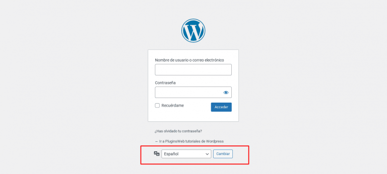 wp-login.php desactivar selector de idiomas wordpress