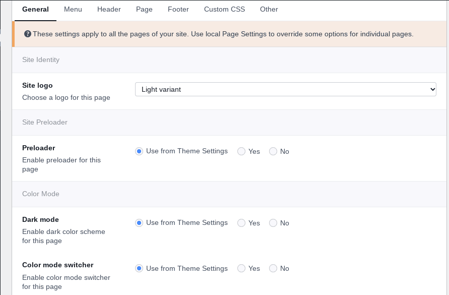 ohio wordpress opciones de pagina