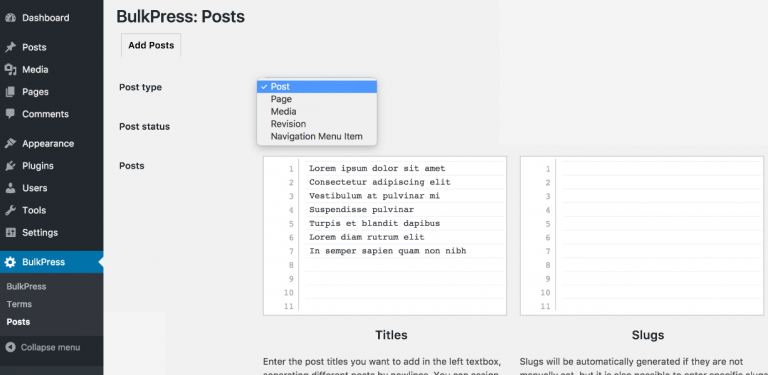 bulkpress wordpress plugin