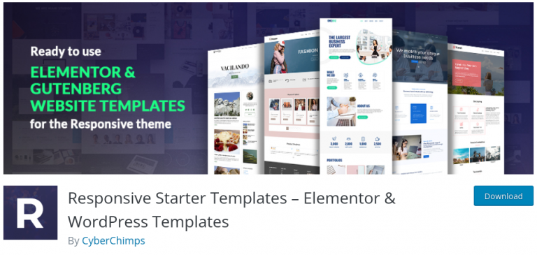 responsive starter templates elementor gutenberg wordpress plugin