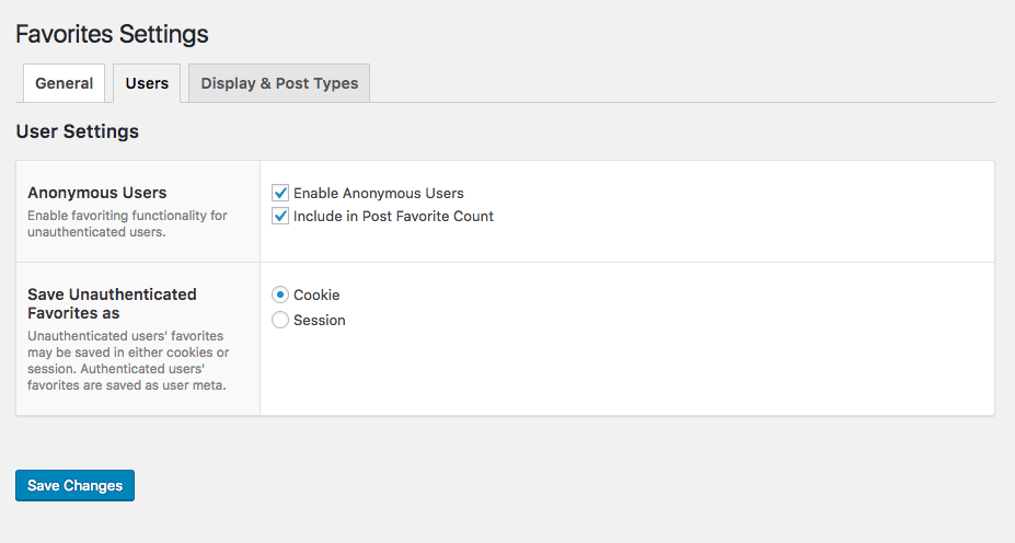 favorites wordpress plugin anonimos