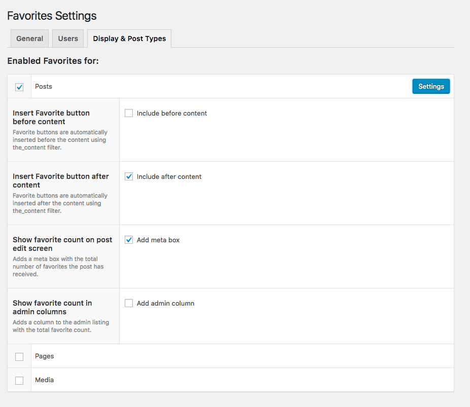 favorites wordpress plugin tipos de contenido