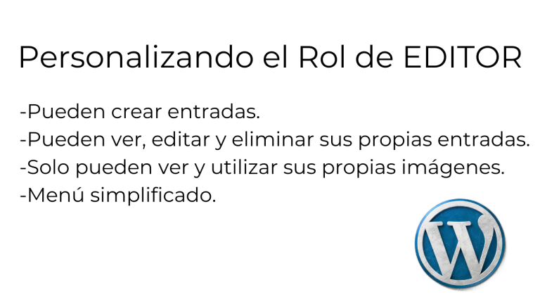 Editor en WordPress: Personalización de Medios, Capacidades y Menús