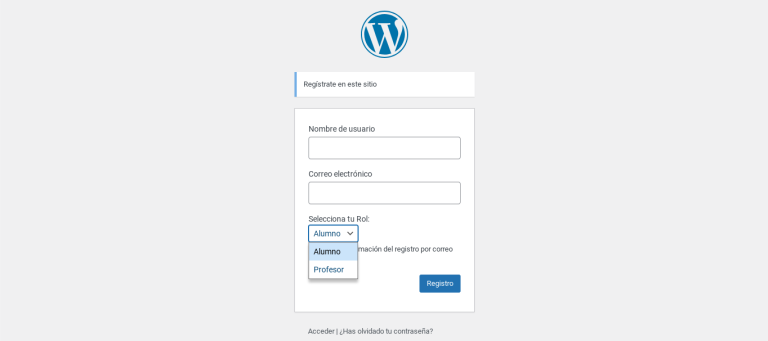 selector rol registro wordpress