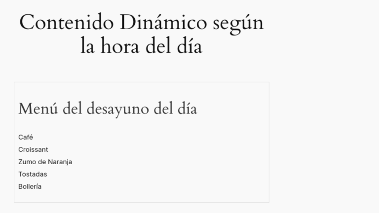 contenido dinamico segun la hora del dia wordpress sin plugins
