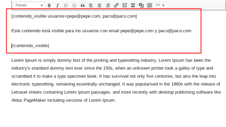 contenido visible por usuario en especifico wordpress sin plugins