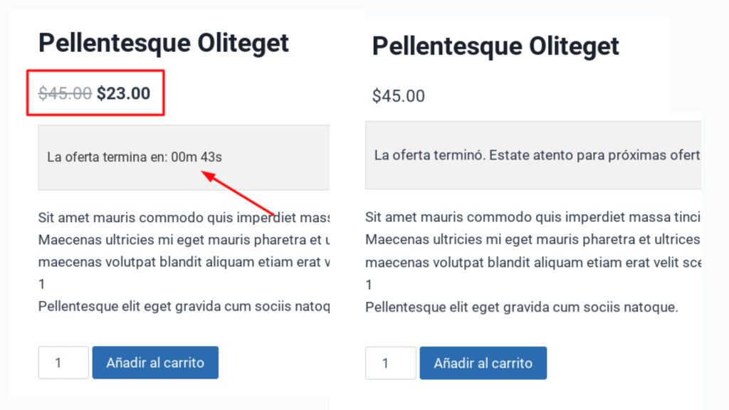 ofertas temporales con contador wordpress woocommerce sin plugins