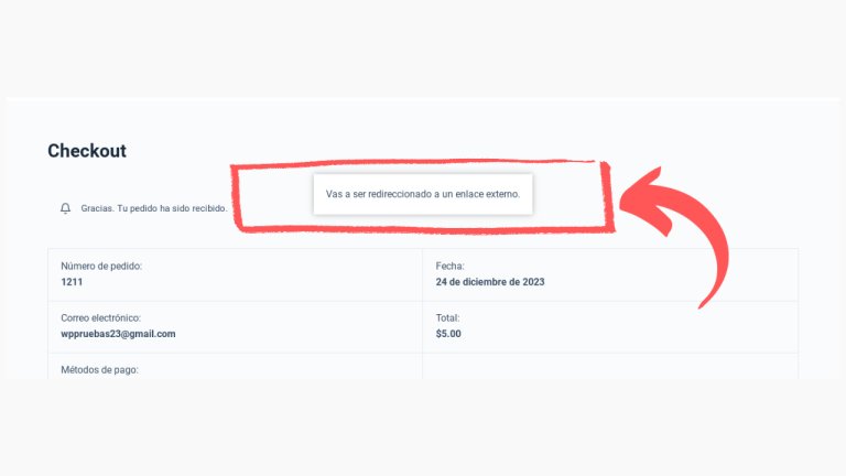 redireccion web externa despues de pedido woocommerce