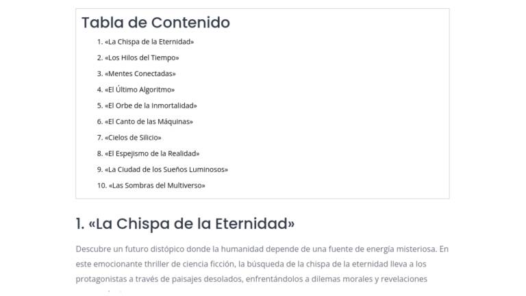 tabla de contenidos wordpress sin plugins