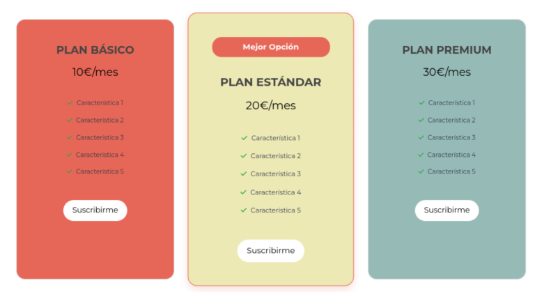 tablas de precios en wordpress sin plugins