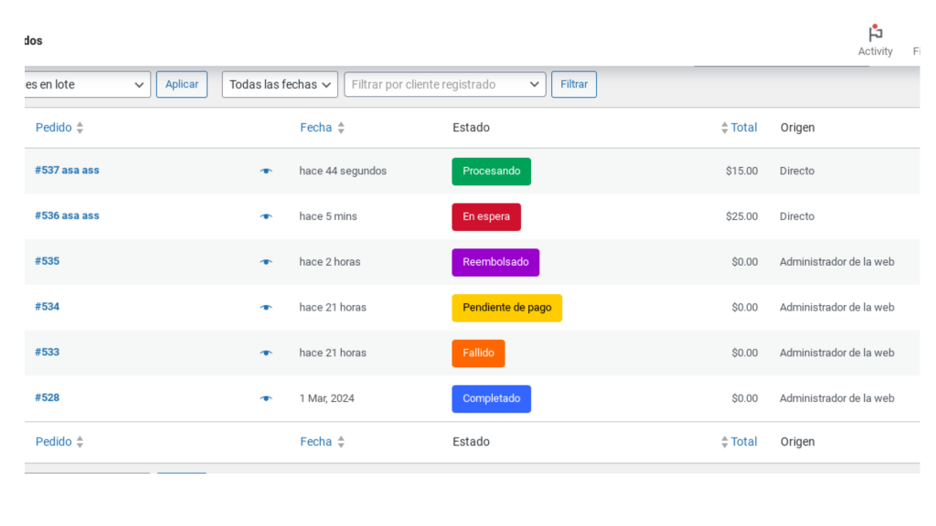 personalizar color estado de los pedidos de woocommerce