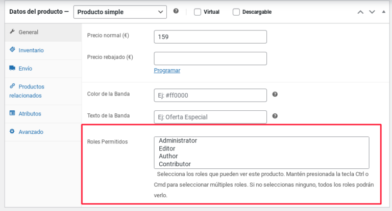 asignar roles productos woocommerce
