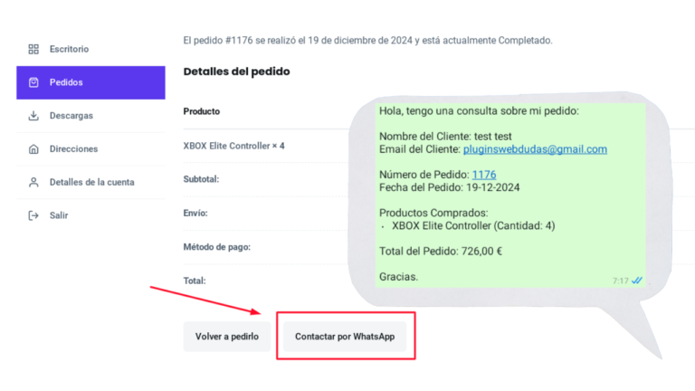 soporte whatsapp woocommerce wordpress sin plugins